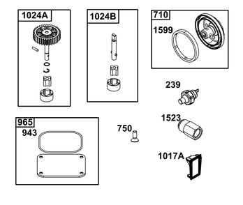 Lubrication Group Diagram and Parts List for 61E877-0111-J1 400000 - 699999 Briggs and Stratton Engine